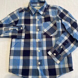 The Children’s Place Boy’s Blue Plaid Long Sleeve Button Down Shirt Size: 7/8